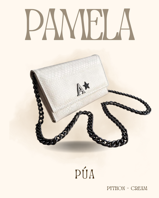 Pamela Python Cream Cadena Negra