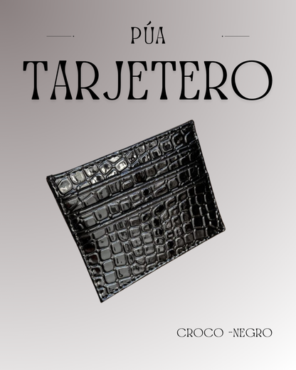 Tarjetero Croco Negro