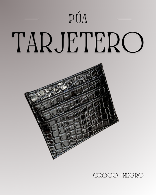 Tarjetero Croco Negro