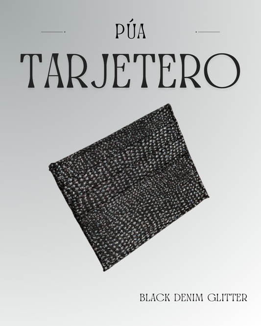 Tarjetero Black Denim Glitter