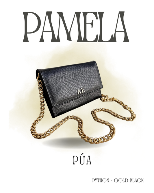 Pamela Python Gold Black Cadena Oro