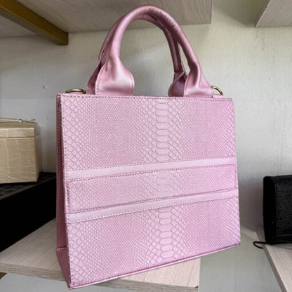 Helena Python Metallic Baby Pink - TOTE Mediana