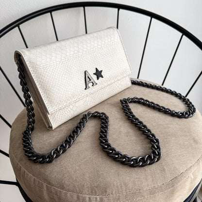 Pamela Python Cream Cadena Negra