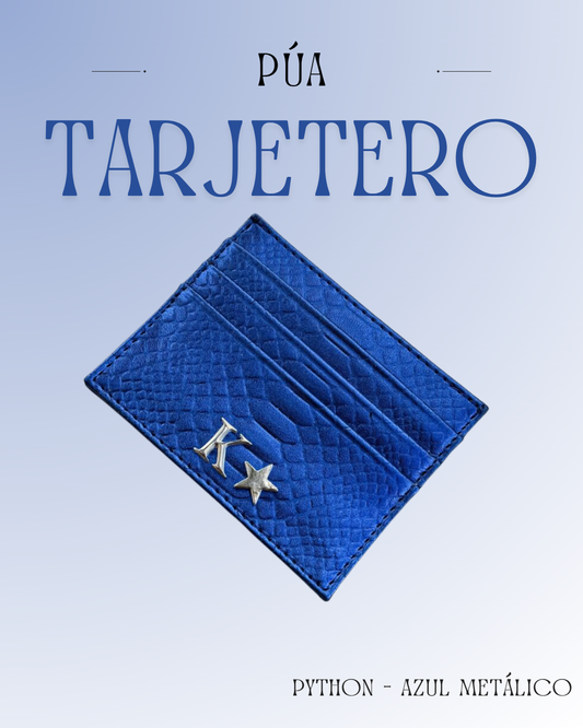 Tarjetero Python Azul Metálico
