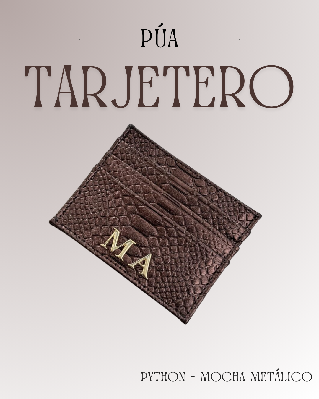 Tarjetero Python Mocha Metálico