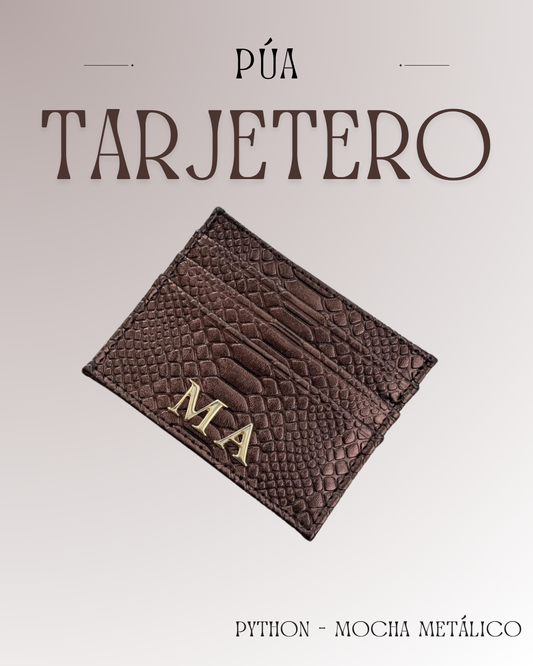 Tarjetero Python Mocha Metálico