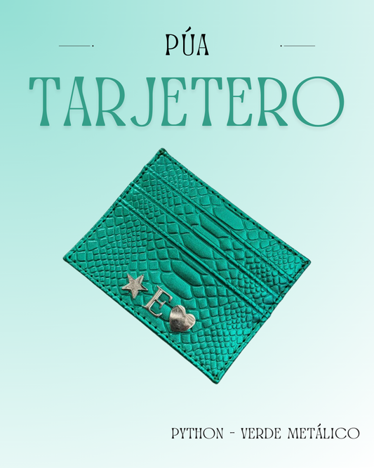 Tarjetero Python Verde Metálico