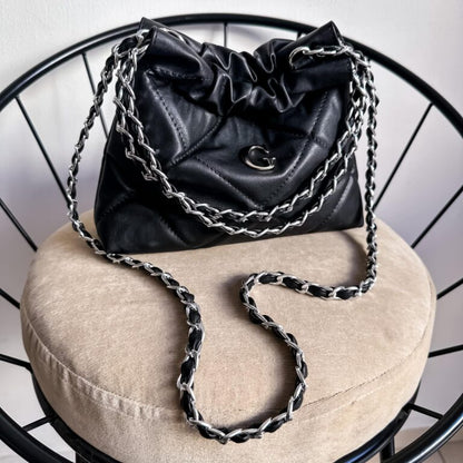Carola Mini Negro- Cadena Plata