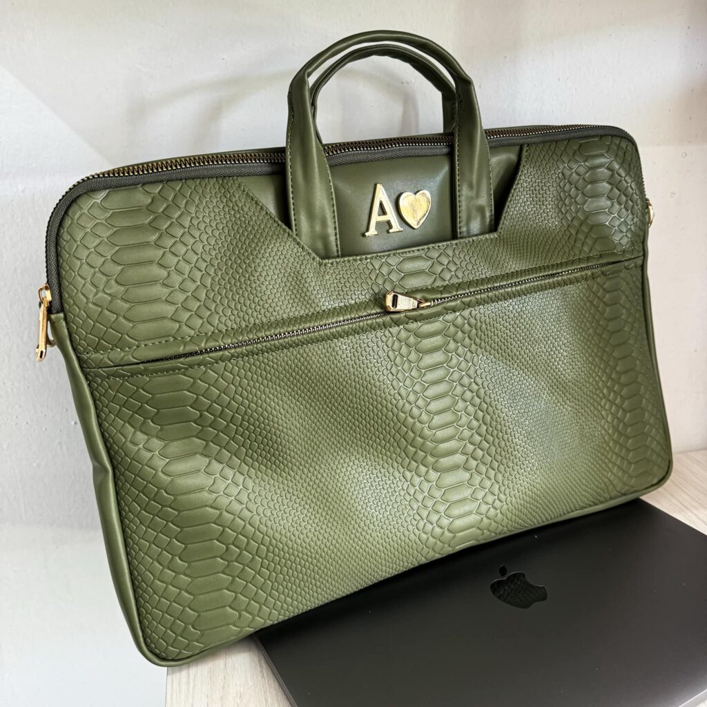 Porta Laptop Snake Olive Green