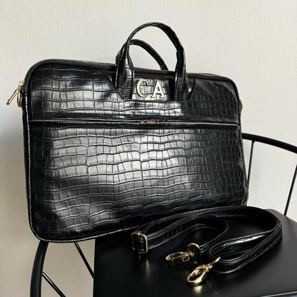 Porta Laptop Croco Negro