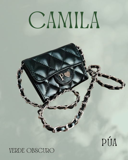 Camila Verde Obscuro Cadena Plata