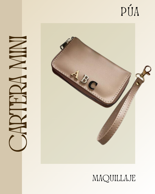 Cartera Mini Maquillaje Herraje Oro