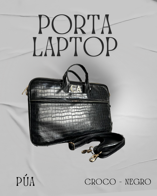 Porta Laptop Croco Negro