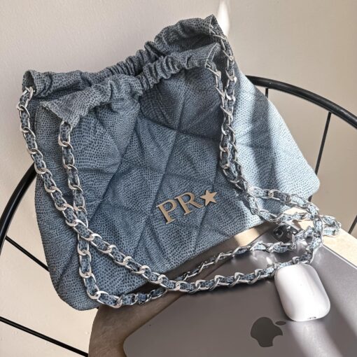 Carola Denim Glitter - Cadena Plata