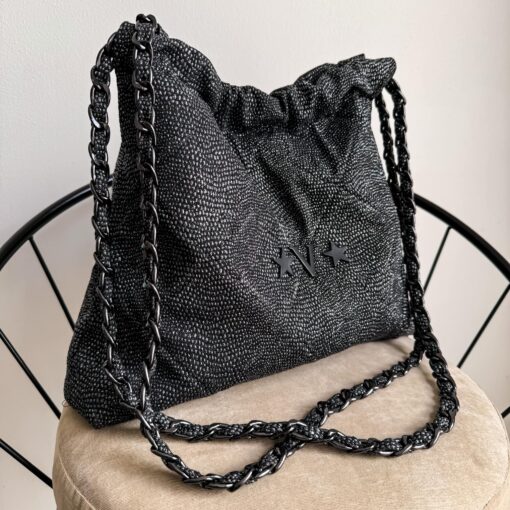 Carola Denim Black Glitter - Cadena Negra