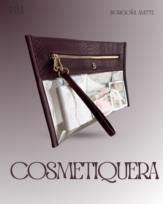 Cosmetiquera Transparente - Borgoña Matte