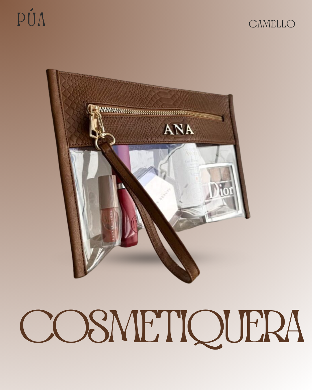 Cosmetiquera Transparente - Camello
