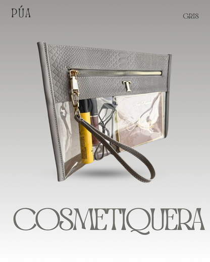Cosmetiquera Transparente - Gris
