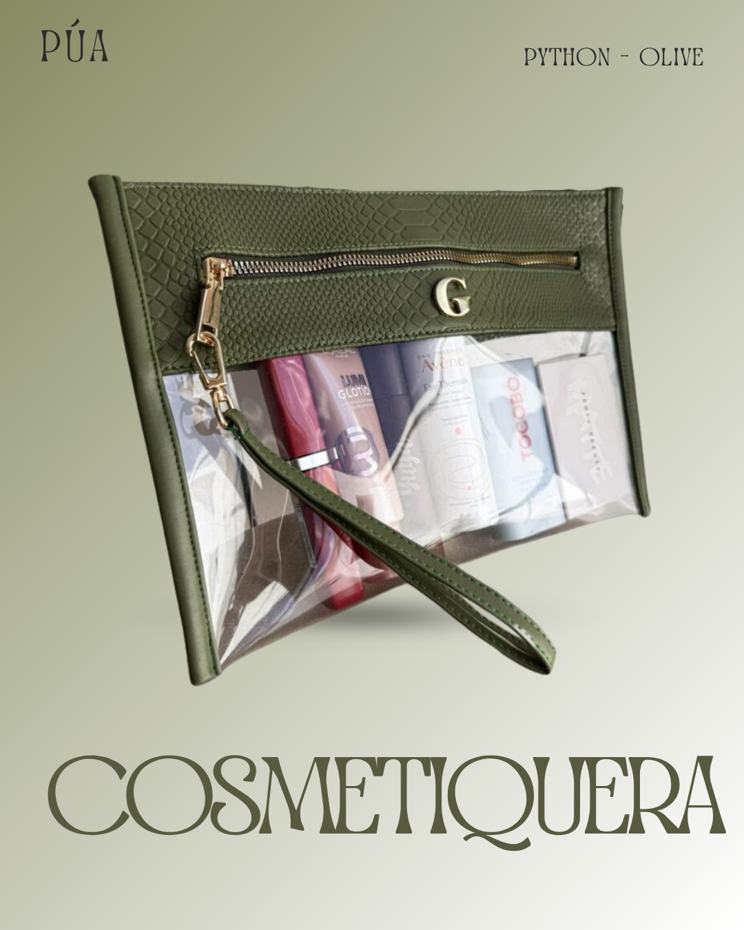 Cosmetiquera Transparente - Python Olive