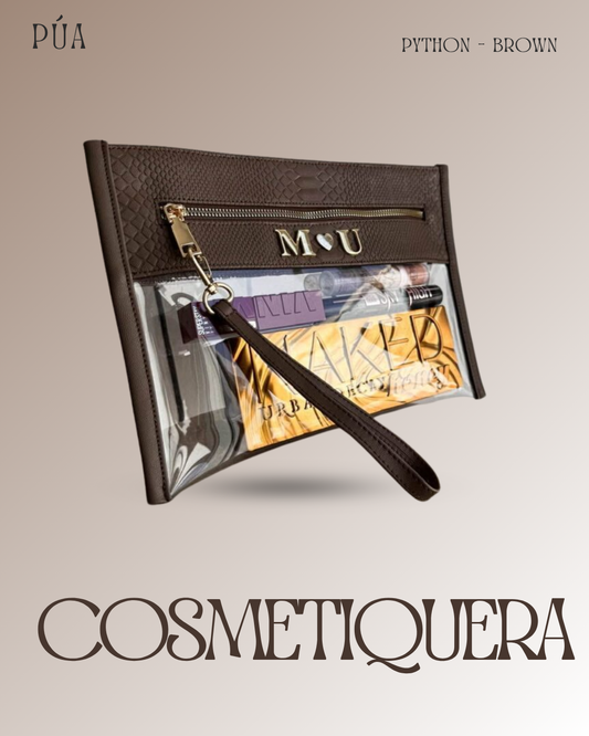 Cosmetiquera Transparente - Python Brown