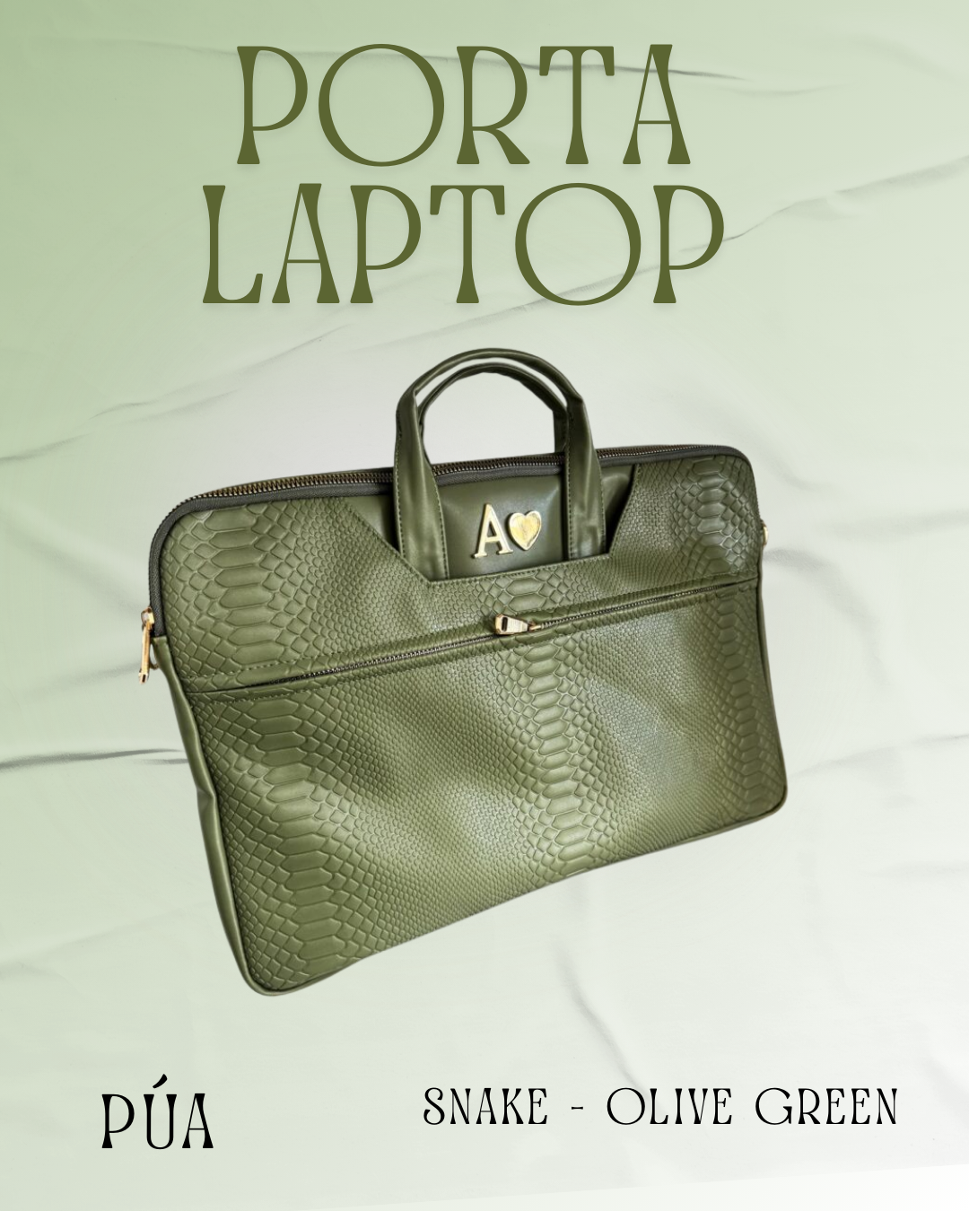 Porta Laptop Snake Olive Green