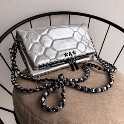 Zulema Hexa Silver - Herrajes Negro + Filo De puntos