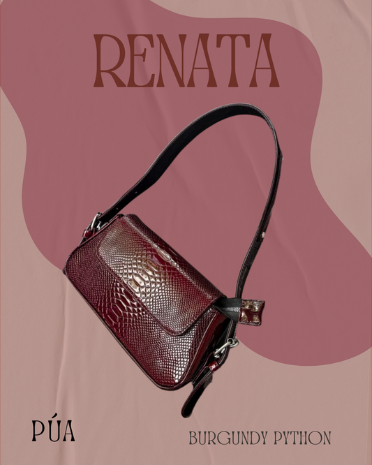 Renata Burgundy Python Herraje Plata