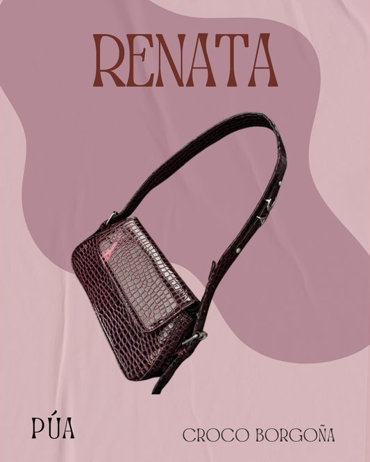 Renata Croco Borgoña Herraje Plata