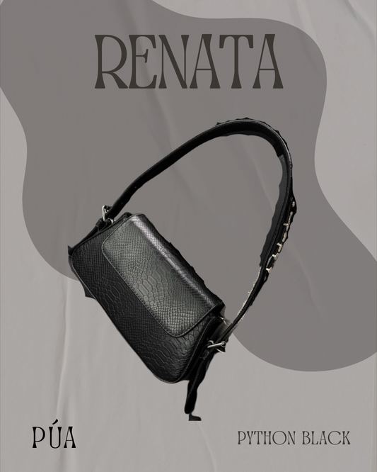 Renata Python Black Herraje Plata