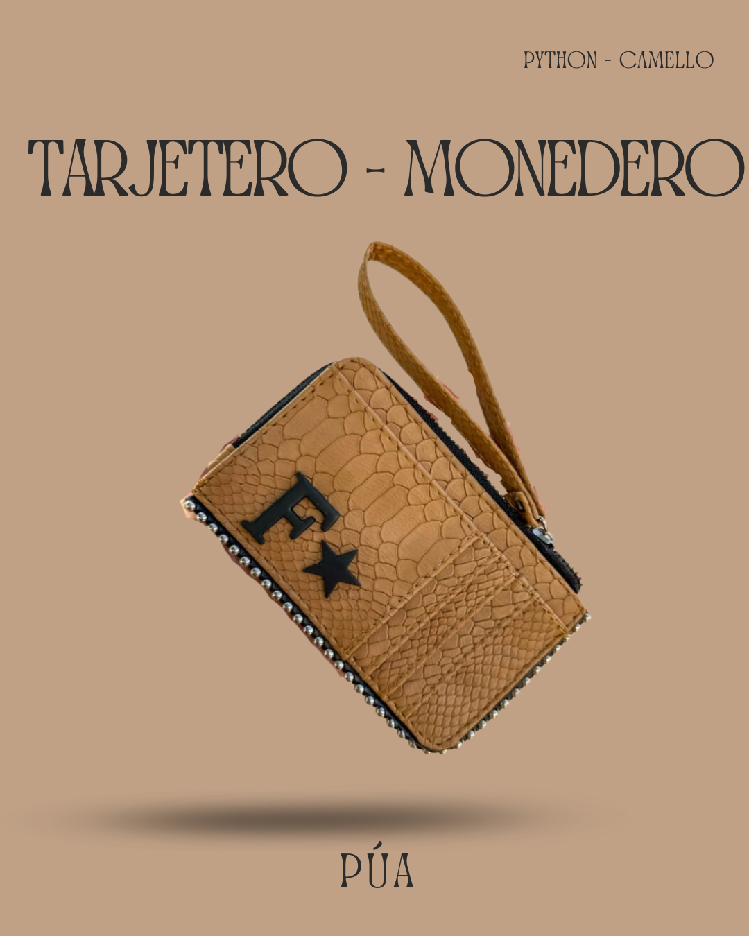 Tarjetero-Monedero Python Camello