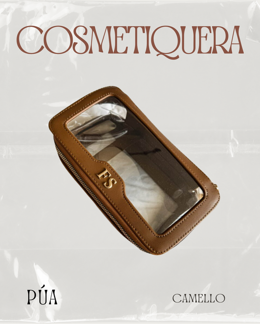 Cosmetiquera Doble Mica Camello