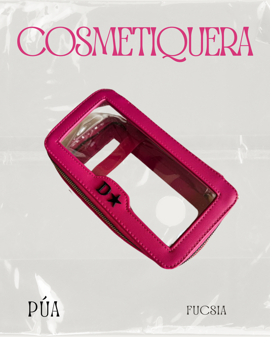 Cosmetiquera Doble Mica Fucsia