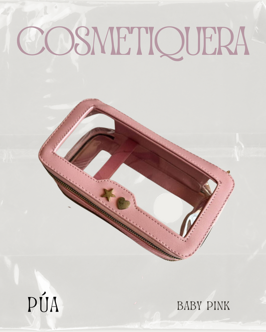 Cosmetiquera Doble Mica Baby Pink