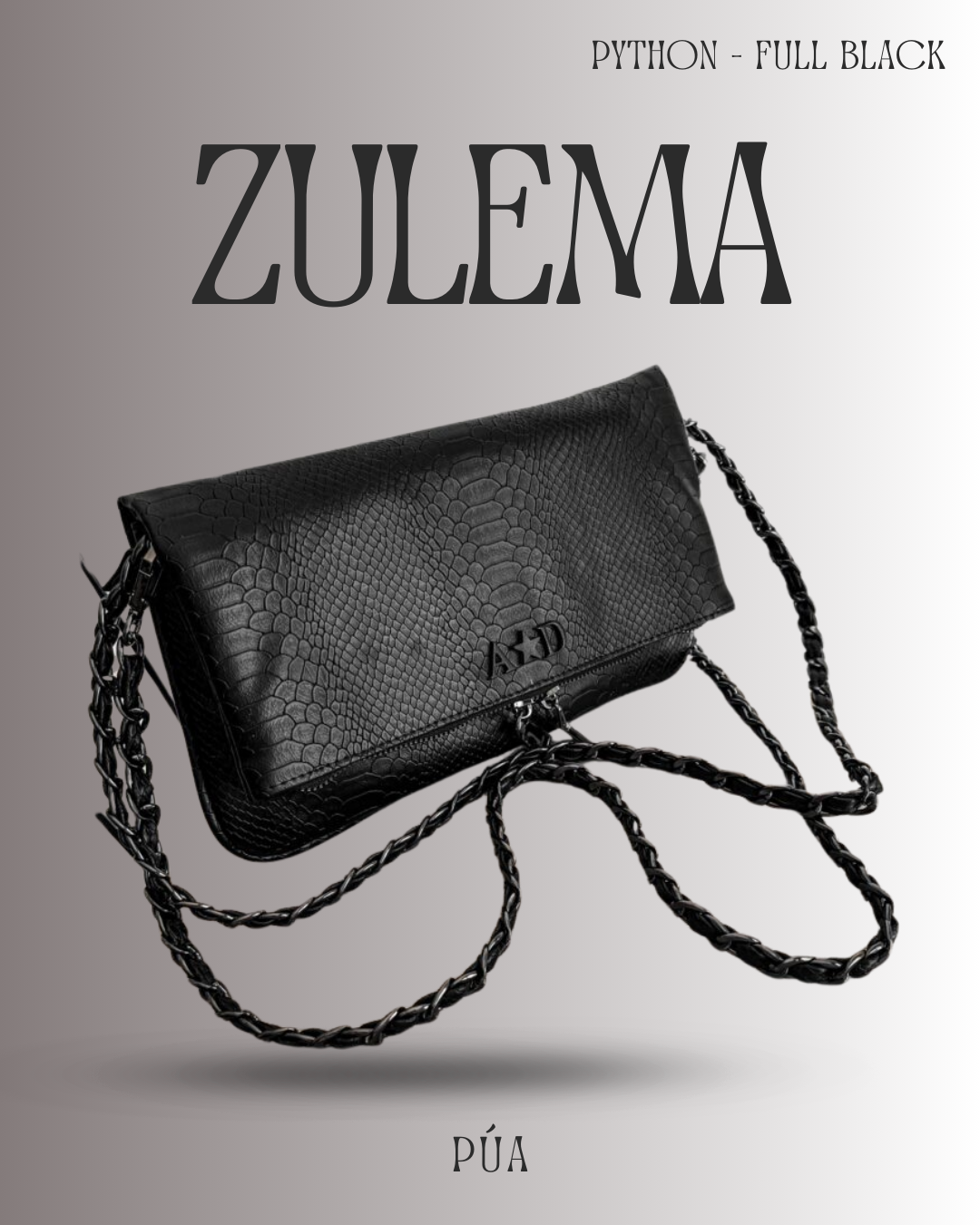 Zulema Python Full Black - Herrajes Negro