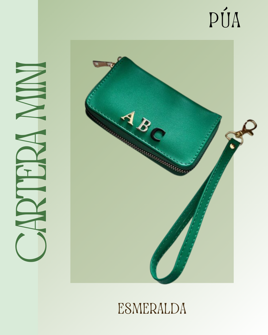 Cartera Mini Esmeralda Herraje Oro