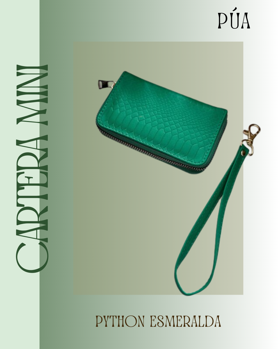 Cartera Mini Python Esmeralda Herraje Oro