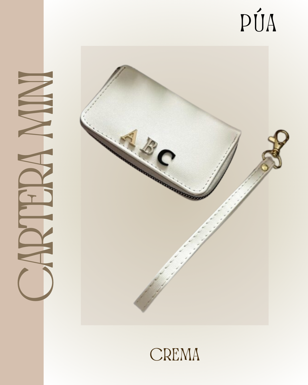 Cartera Mini Crema Herraje Oro
