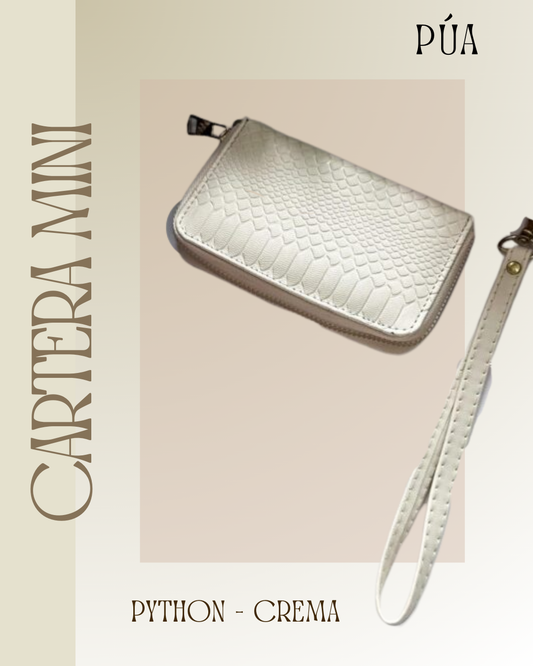 Cartera Mini Phyton Crema Herraje Oro