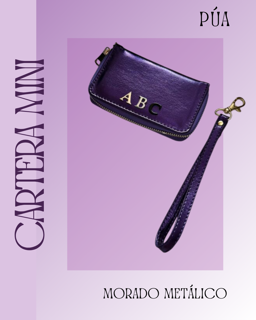 Cartera Mini Morado Metálico Herraje Oro