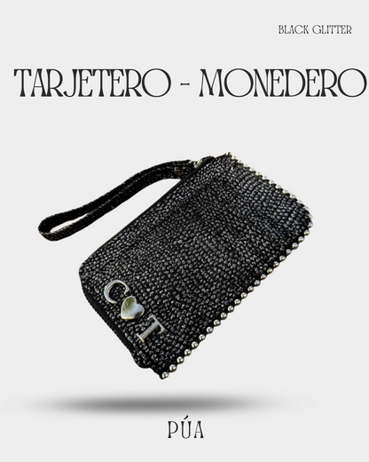 Tarjetero-Monedero Black Glitter