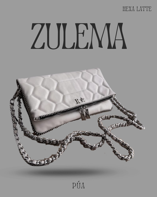 Zulema Hexa Latte - Herrajes Plata + Filo De puntos