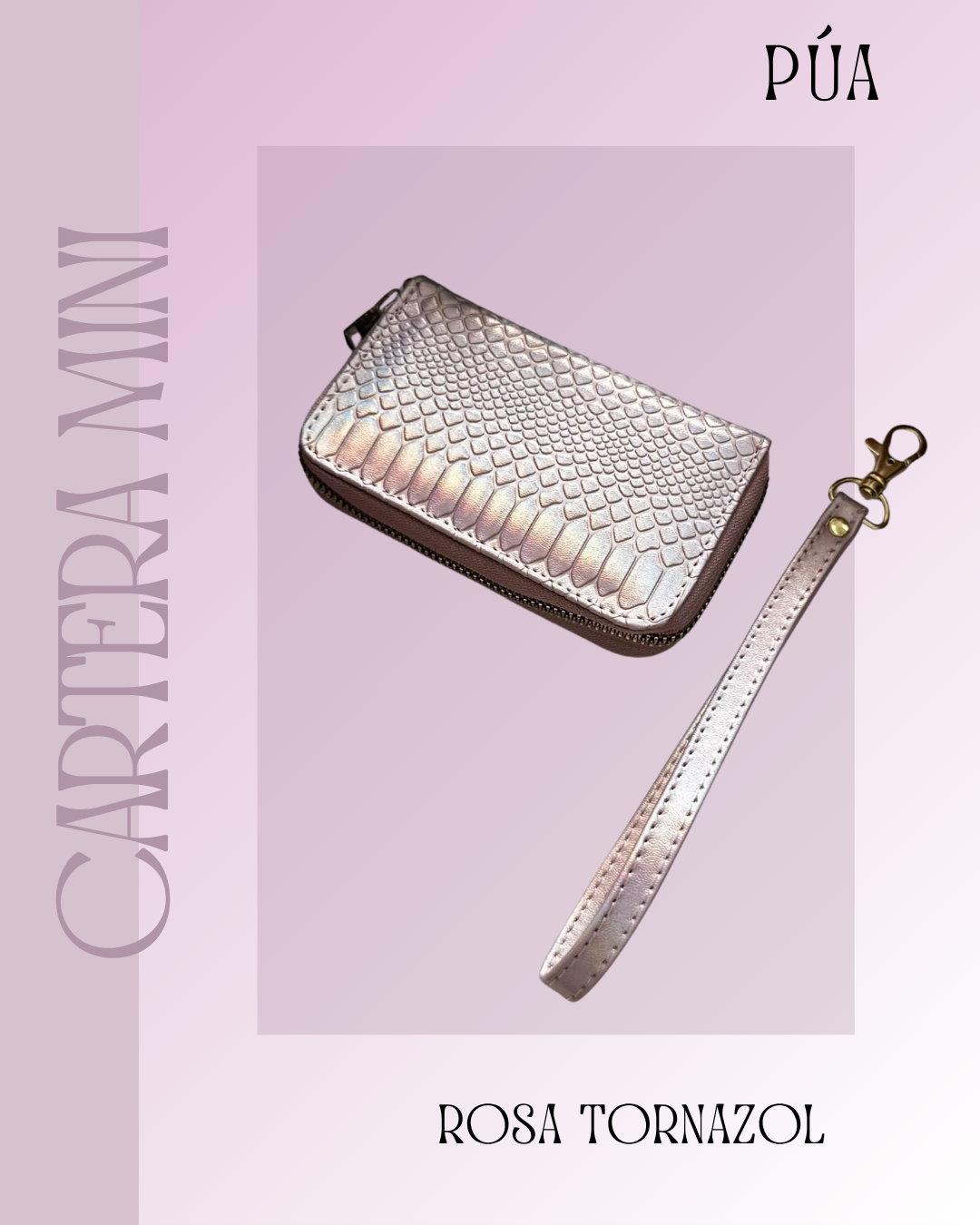 Cartera Mini Rosa Tornasol Herraje Oro