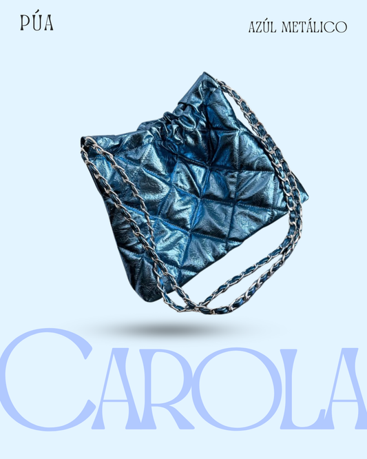 Carola Azul Metalizado - Cadena Plata