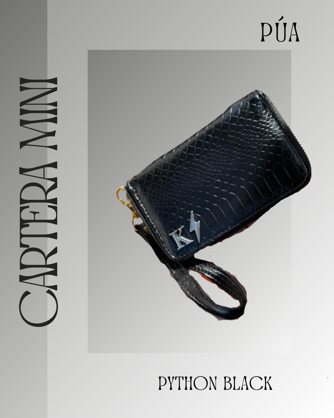 Cartera Mini Python Black Herraje Oro