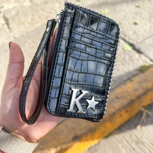 Tarjetero-Monedero Croco Black