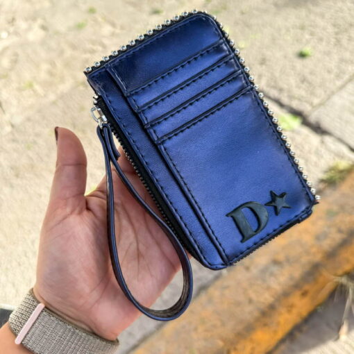 Tarjetero-Monedero Azul Metálico