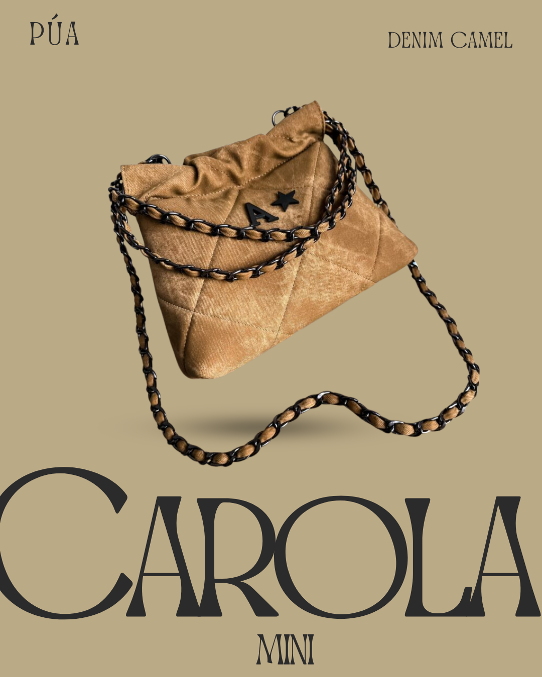 Carola Mini Denim Camel - Cadena Negra