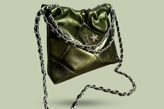 Carola Mini Verde Metalizado - Cadena Plata